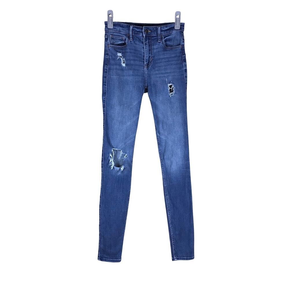 Hollister Super Skinny Jeans Women’s 25x30 Blue Wash High Rise Stretch Denim